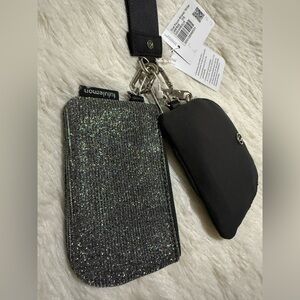 Lululemon Dual Pouch Wristlet *Glitter Dark Silver/Graphite Grey/Silver